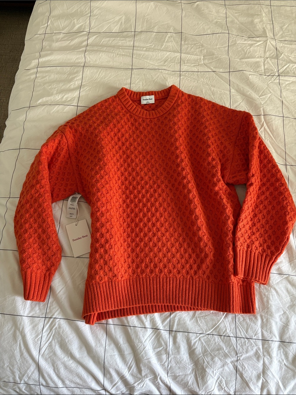 Aritzia Sunday Best Orange Textured Crewneck Sweater